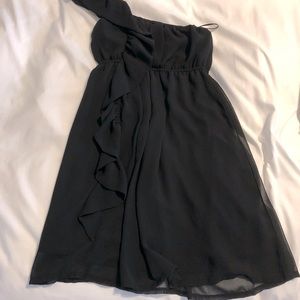 Black Chiffon One shoulder dress - Size: Small